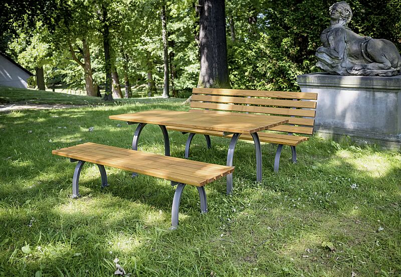 sitzbank-elba__shoKAT0057800 Sitzbänke ELBA ohne und mit Rückenlehne und Tisch ELBA, mit Eschenholzbelattung