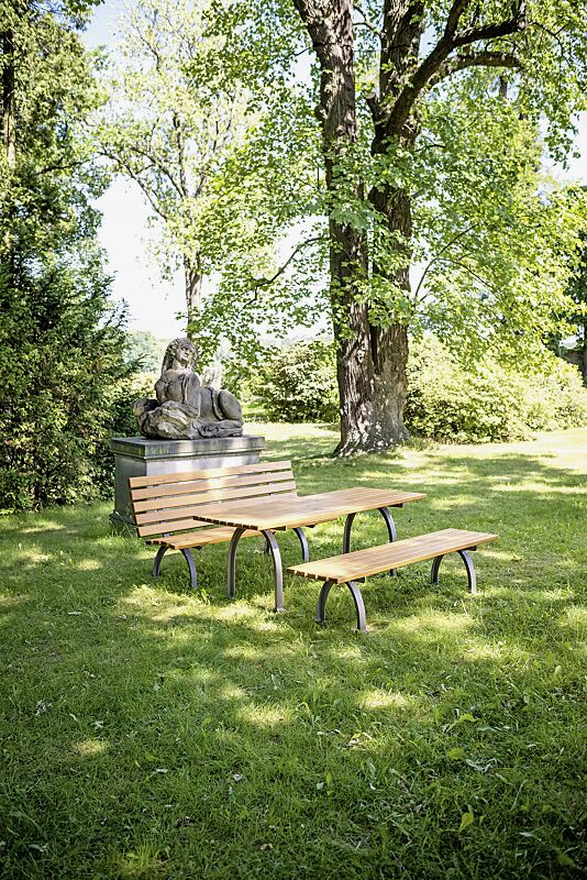 sitzbank-elba__shoKAT0057801 Sitzbänke ELBA ohne und mit Rückenlehne und Tisch ELBA, mit Eschenholzbelattung