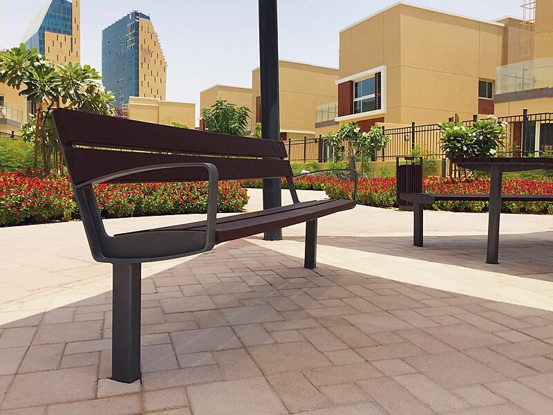 sitzbank-intervera__shoKAT0055709 Sitzbank INTERVERA mit Resysta®-Belattung lasiert in siam, Stahlteile in 7016 anthrazitgrau