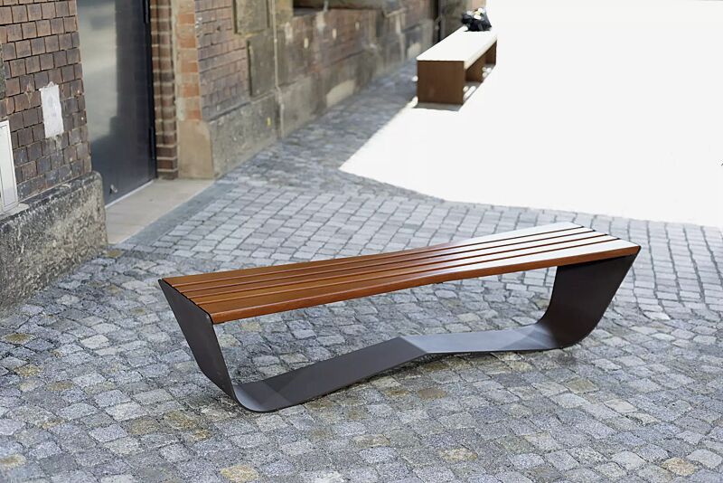 Sitzbank KARMA ohne Rückenlehne, Stahlteile in DB 703 eisenglimmer