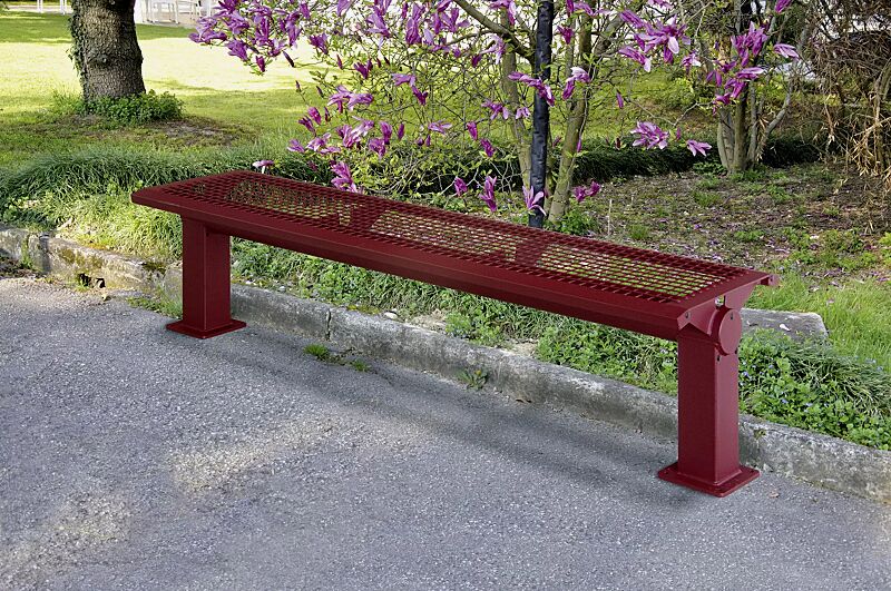 Sitzbank LIGNANO ohne Rückenlehne in RAL 3005 weinrot