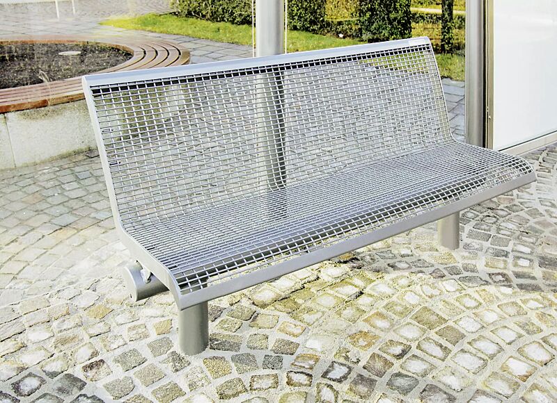 Sitzbank LINUS, 3-Sitzer mit Rückenlehne, zum Einbetonieren