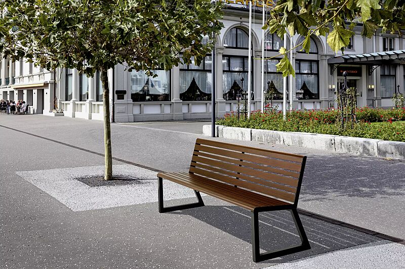 sitzbank-mantua__shoKAT0065728 Sitzbank MANTUA mit Rückenlehne, Aluminium in natürlichem Eschenholzoptik-Effekt, Stahlteile in eisenglimmergrau