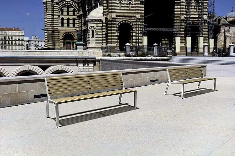 sitzbank-miela__shoKAT0054352 Doppelsitzbank MIELA, mit schmaler Robinienholzbelattung