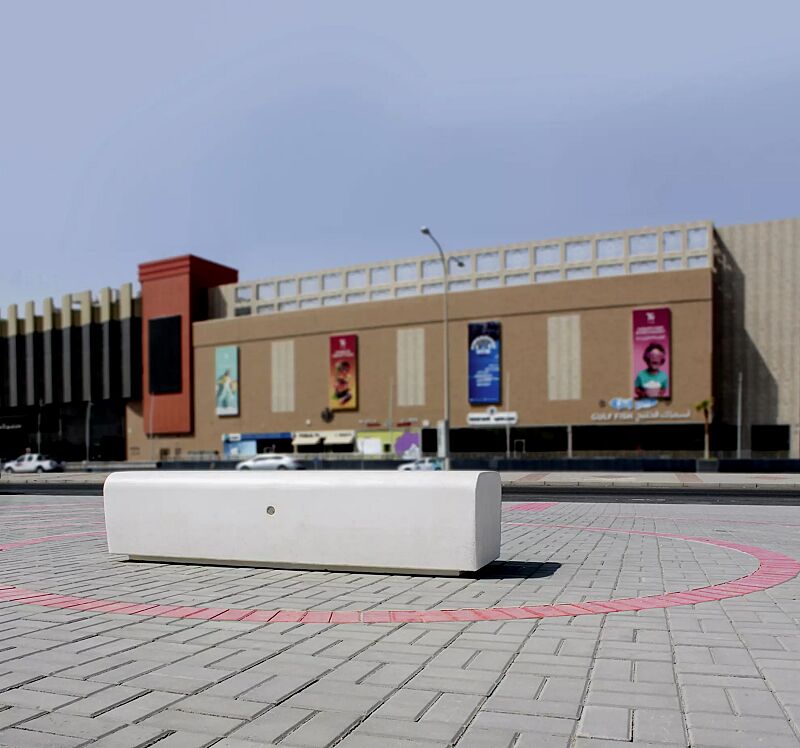 sitzbank-onda__shoKAT0069888 Sitzbank ONDA aus Beton, Sitzfläche geschliffen, in Granitoptik weiß