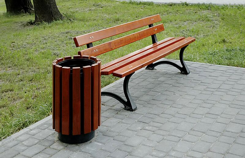 Sitzbank OSLO, Stahlteile in RAL 7021 schwarzgrau