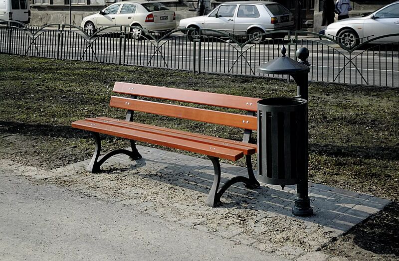 Sitzbank OSLO, Stahlteile in RAL 7021 schwarzgrau