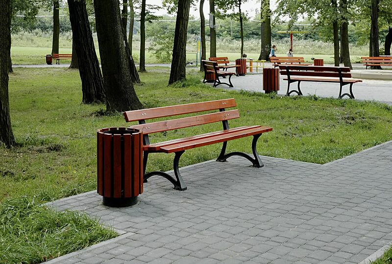 Sitzbank OSLO, Stahlteile in RAL 7021 schwarzgrau