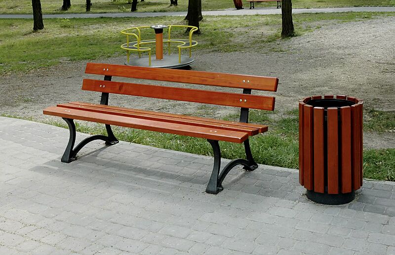 Sitzbank OSLO, Stahlteile in RAL 7021 schwarzgrau