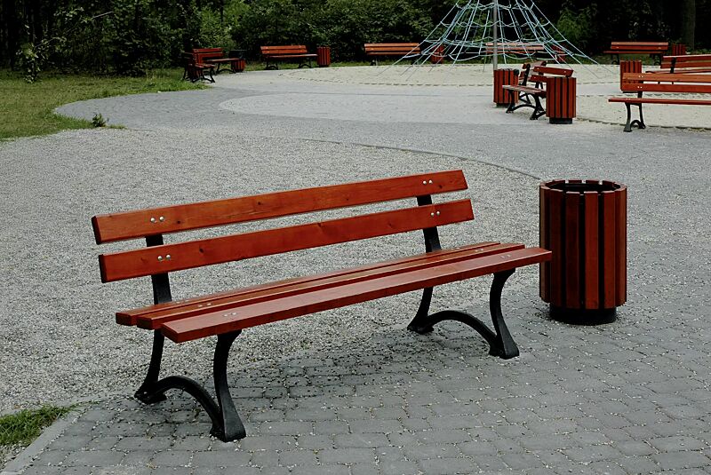 Sitzbank OSLO, Stahlteile in RAL 7021 schwarzgrau