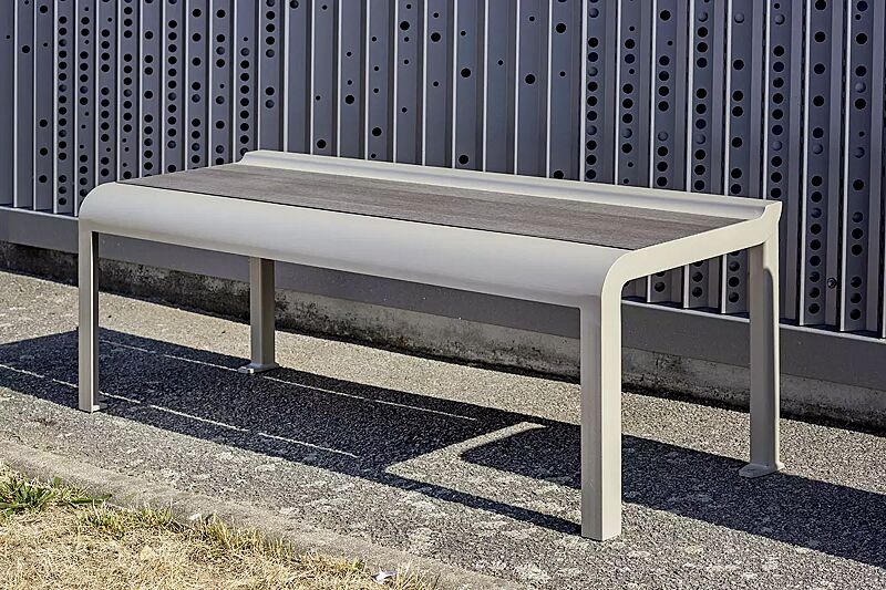 sitzbank-paosa__shoKAT0066245 Sitzbank PAOSA, Stahlteile in RAL 7044 seidengrau, Sitzauflage aus grauem Zedernholz