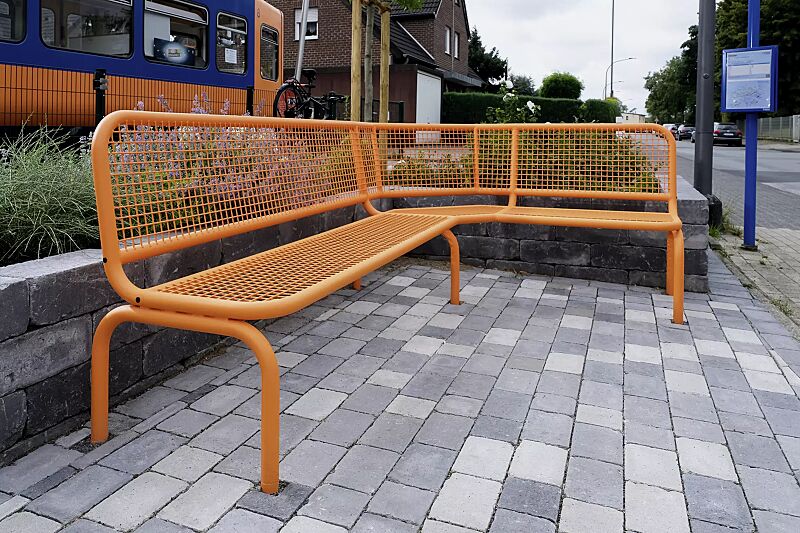 Eckbank RIMINI (Typ ML) mit Rückenlehne, zum Einbetonieren, in RAL 2003 pastellorange