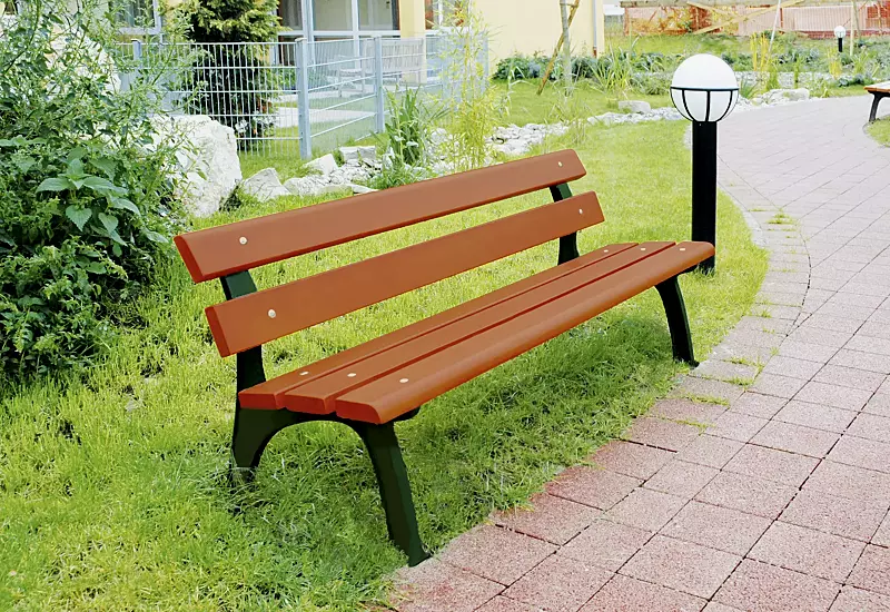 Sitzbank ROMA mit Rückenlehne, mit Fichtenholzbelattung