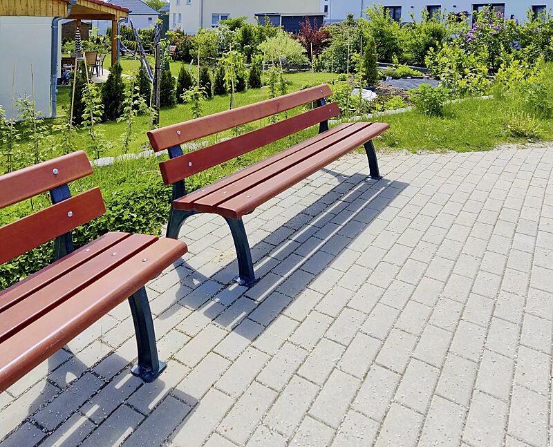 Sitzbank ROMA mit Rückenlehne, mit Fichtenholzbelattung