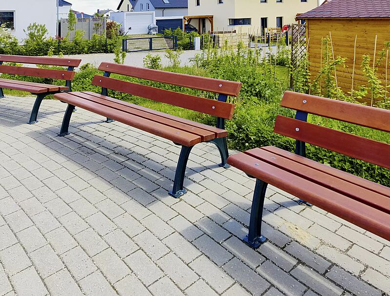 Sitzbank ROMA mit Rückenlehne, mit Fichtenholzbelattung