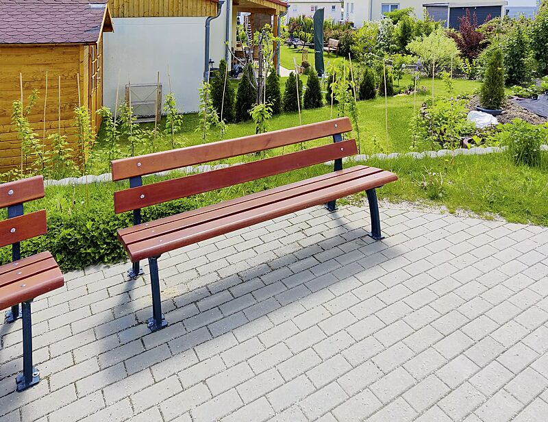 Sitzbank ROMA mit Rückenlehne, mit Fichtenholzbelattung