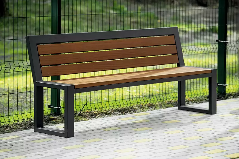 Sitzbank SALA mit Rückenlehne, Stahlteile in RAL 7016 anthrazitgrau, matt