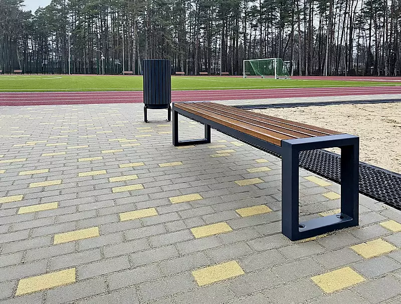 Sitzbank SALA ohne Rückenlehne, Stahlteile in RAL 7016 anthrazitgrau, matt