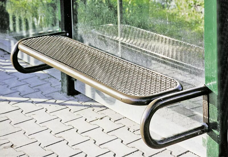 Sitzbank ohne Rückenlehne, Modell 2, Sitzfläche aus Drahtgitter, zum Anschrauben, in RAL 8014 sepiabraun