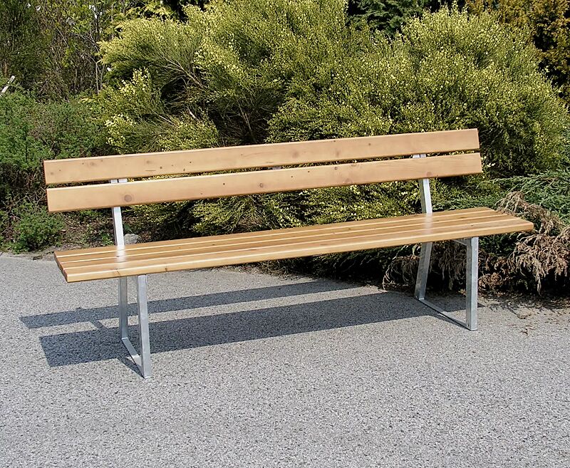 Sitzbank TURIN mit Rückenlehne, mit Fichtenholzbelattung