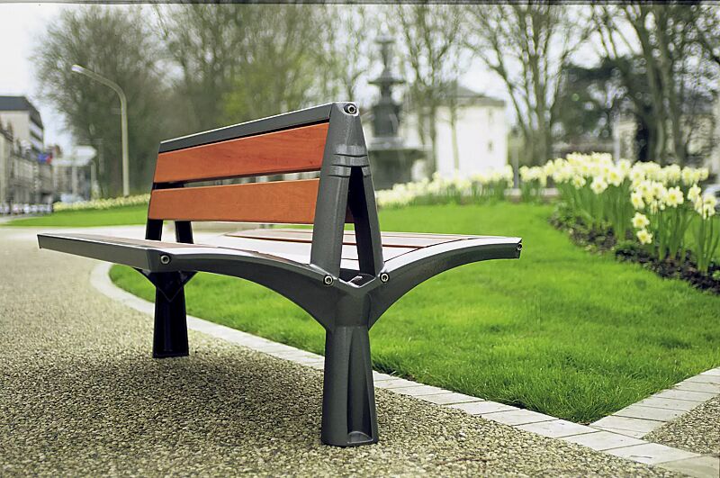 sitzbank-vesta__shoKAT0054524 Sitzbank VESTA mit Rückenlehne, doppelseitig, mit Holzbelattung, Gusseisengestell RAL 7016 anthrazitgrau