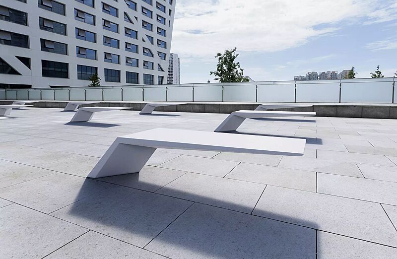 Sitzbank WING aus UTC®-Beton, in weiß