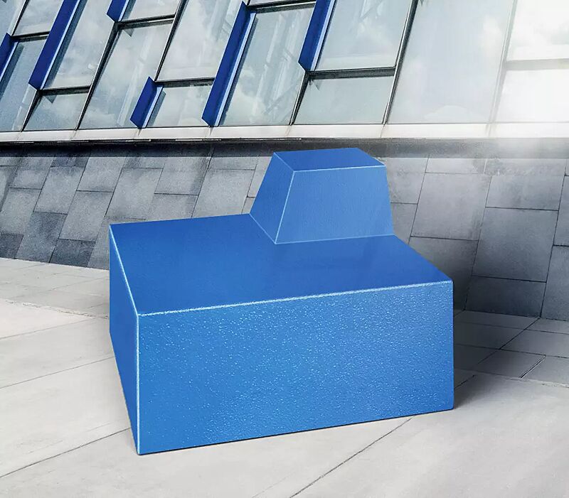 Sitzelement CLASSIC LINE - Outer Corner, mit kleiner Rückenlehne, in RAL 5015 himmelblau