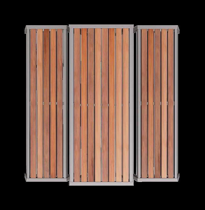 tisch-casteo__shoKAT0060652 Tisch CASTEO und Sitzbänke CASTEO ohne Rückenlehne, mit Hartholzbelattung, Stahlteile in RAL 9007 graualuminium