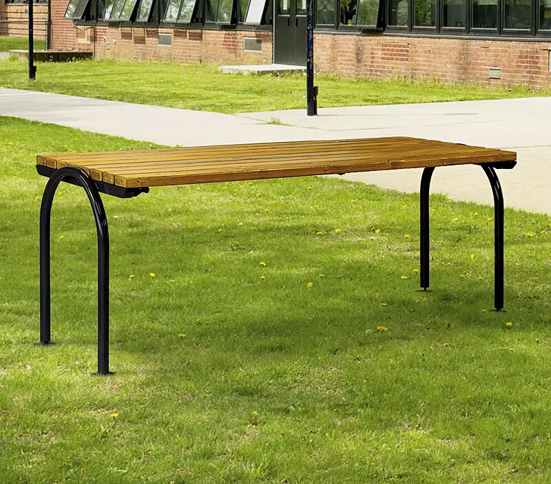 Tisch SAN REMO NEW, mit Fichtenholzbelattung, Stahlteile in RAL 9011 graphitschwarz