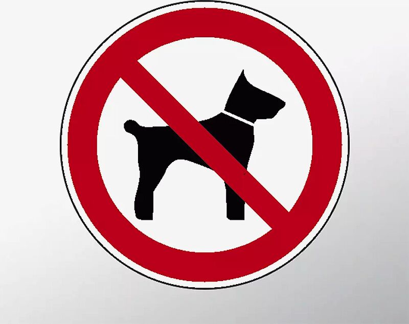 Verbotsschild "Mitführen von Tieren veboten"