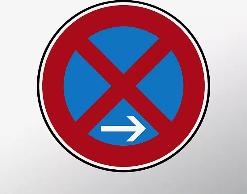Verkehrszeichen: Absolutes Haltverbot Ende, Aufstellung rechts