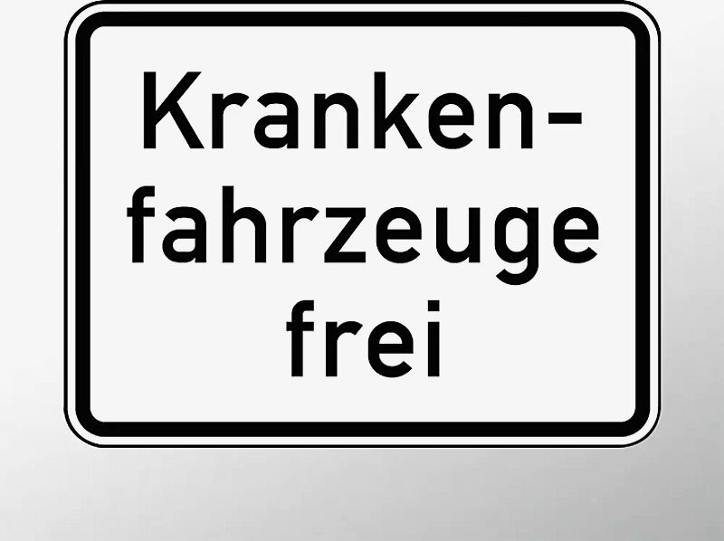 Verkehrszeichen: Krankenfahrzeuge frei