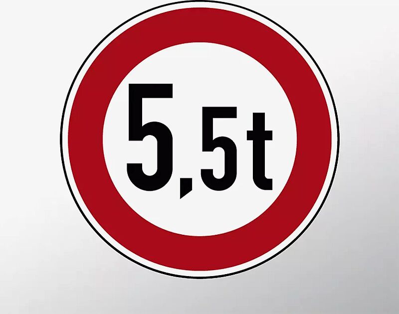 Verkehrszeichen: Verbot für Fahrzeuge über Masse
