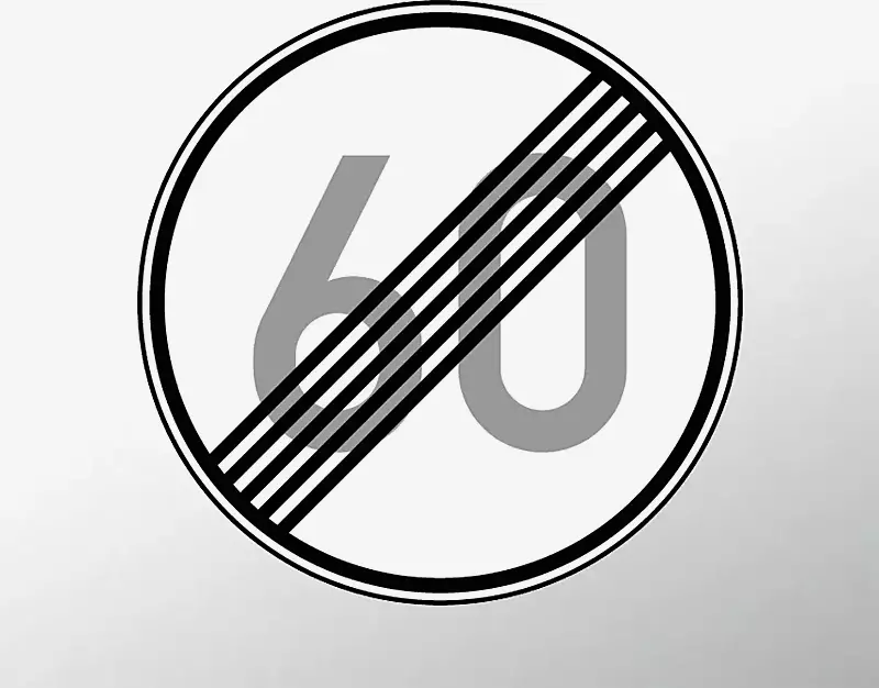 Verkehrszeichen ZULÄSSIGE HÖCHSTGESCHWINDIGKEIT ENDE