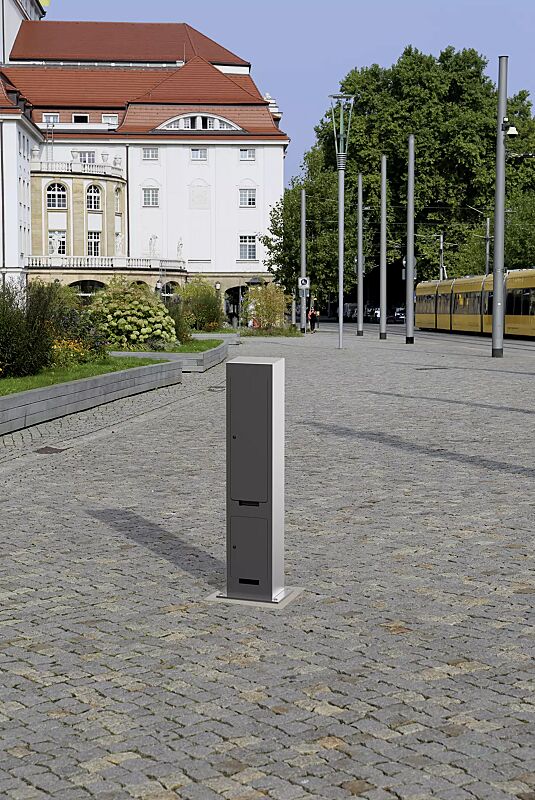 Versorgungspoller TIELT zur Energie- und Wasserversorgung, Höhe 1500 mm, in DB 703 eisenglimmer