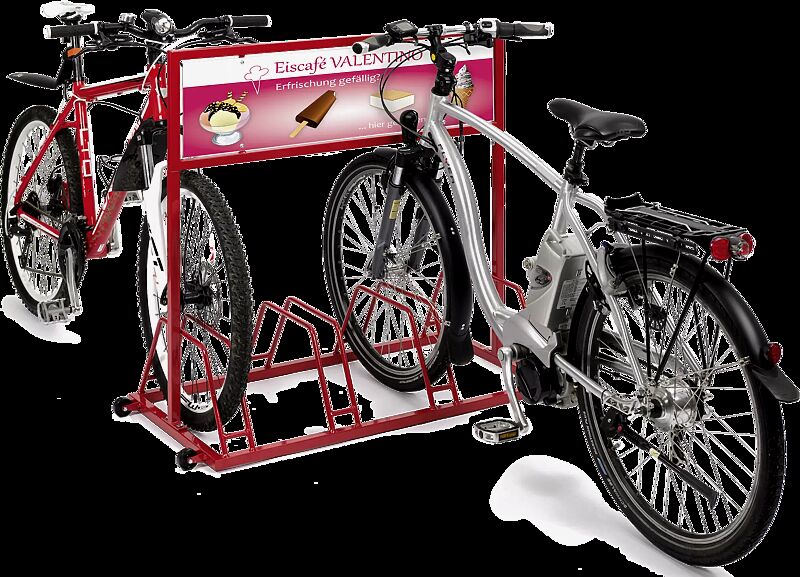 Werbefahrradständer AKRON in RAL 3000 feuerrot