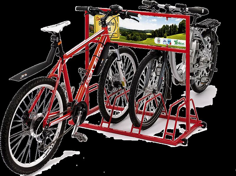 Werbefahrradständer AKRON in RAL 3000 feuerrot