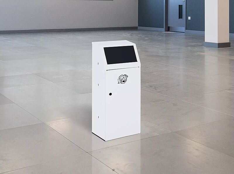 Wertstoffsammler LIVERPOOL mit Innenbehälter, Korpus in RAL 9016 verkehrsweiß, Einwurfklappe in RAL 7021 schwarzgrau