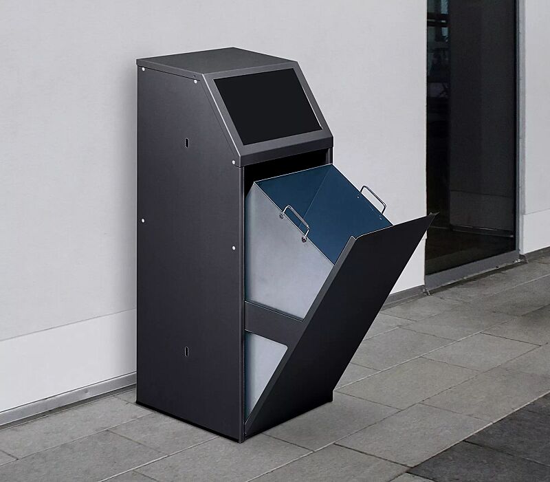 Wertstoffsammler MANCHESTER, Einwurfklappe in RAL 7021 schwarzgrau